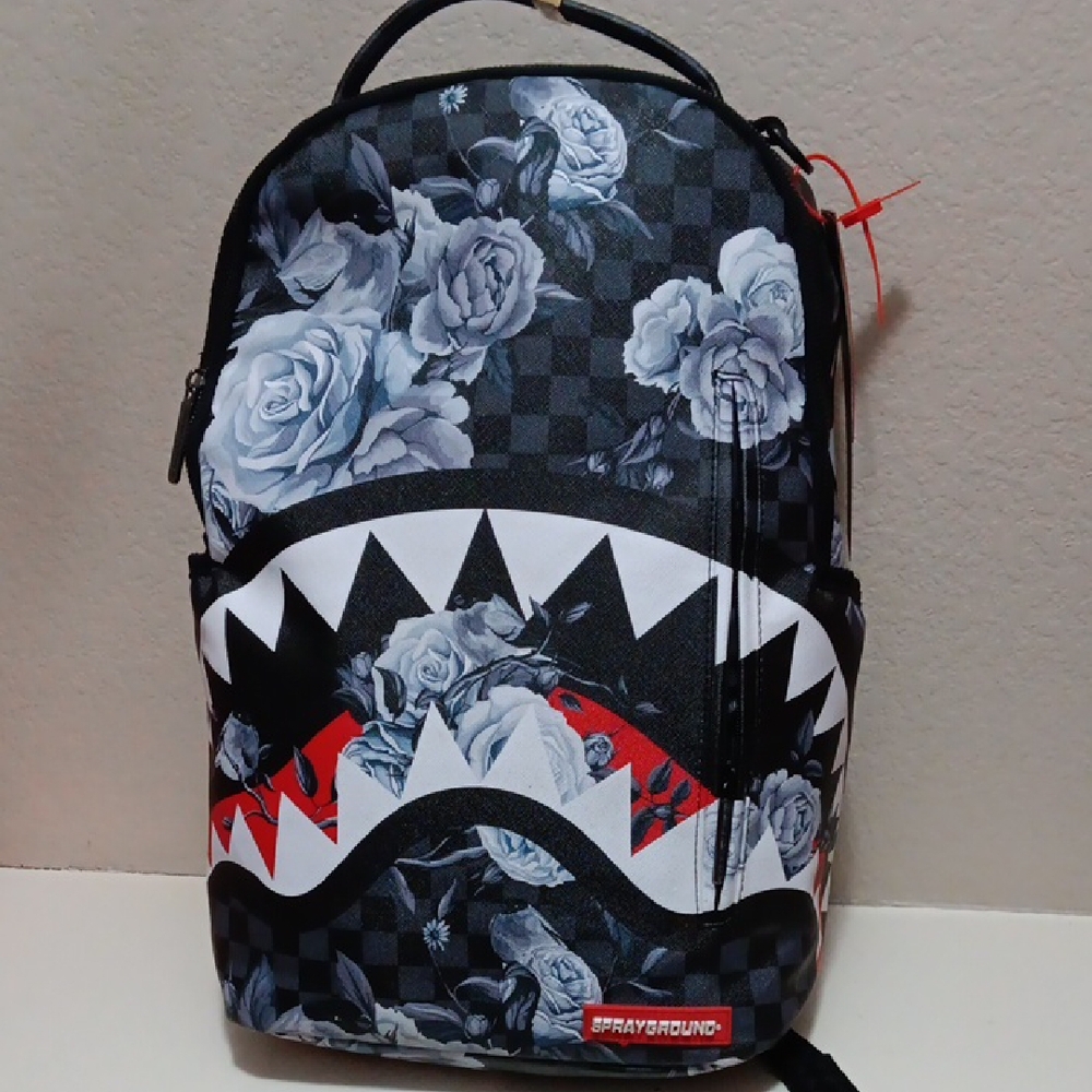 Sprayground Black and White Floral Backpack